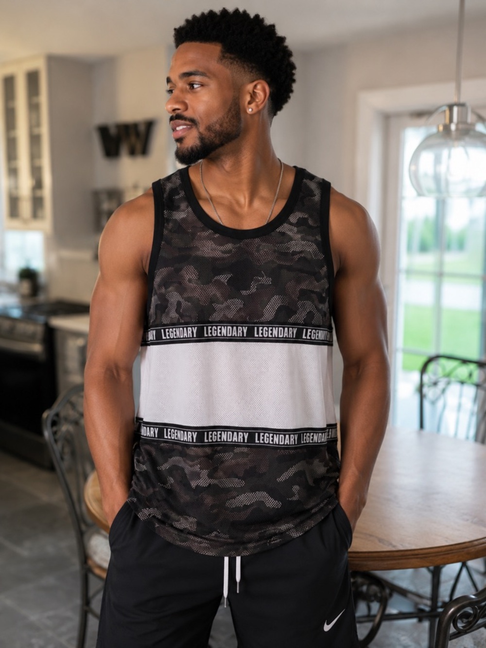 Legendary Mesh Camo Tank Top - Black/Grey